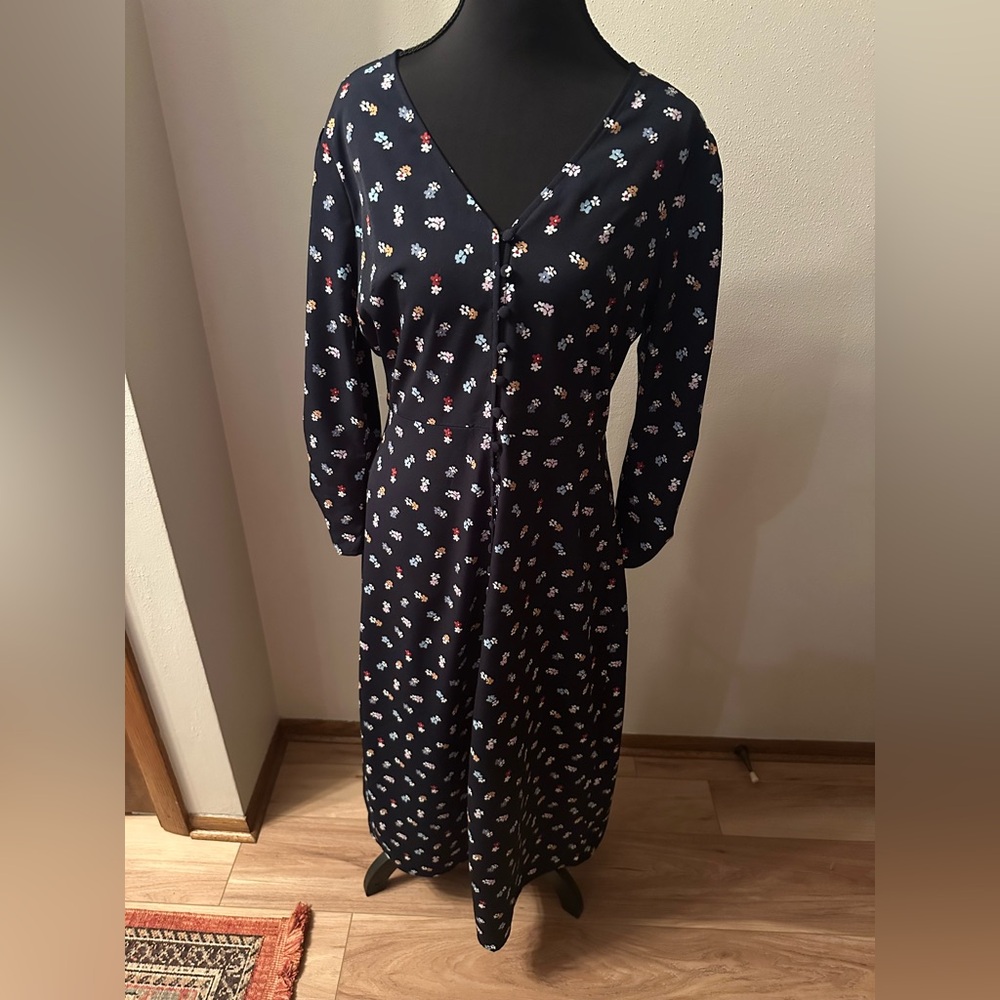 GAP Dark Blue Floral Long Sleeve Dress